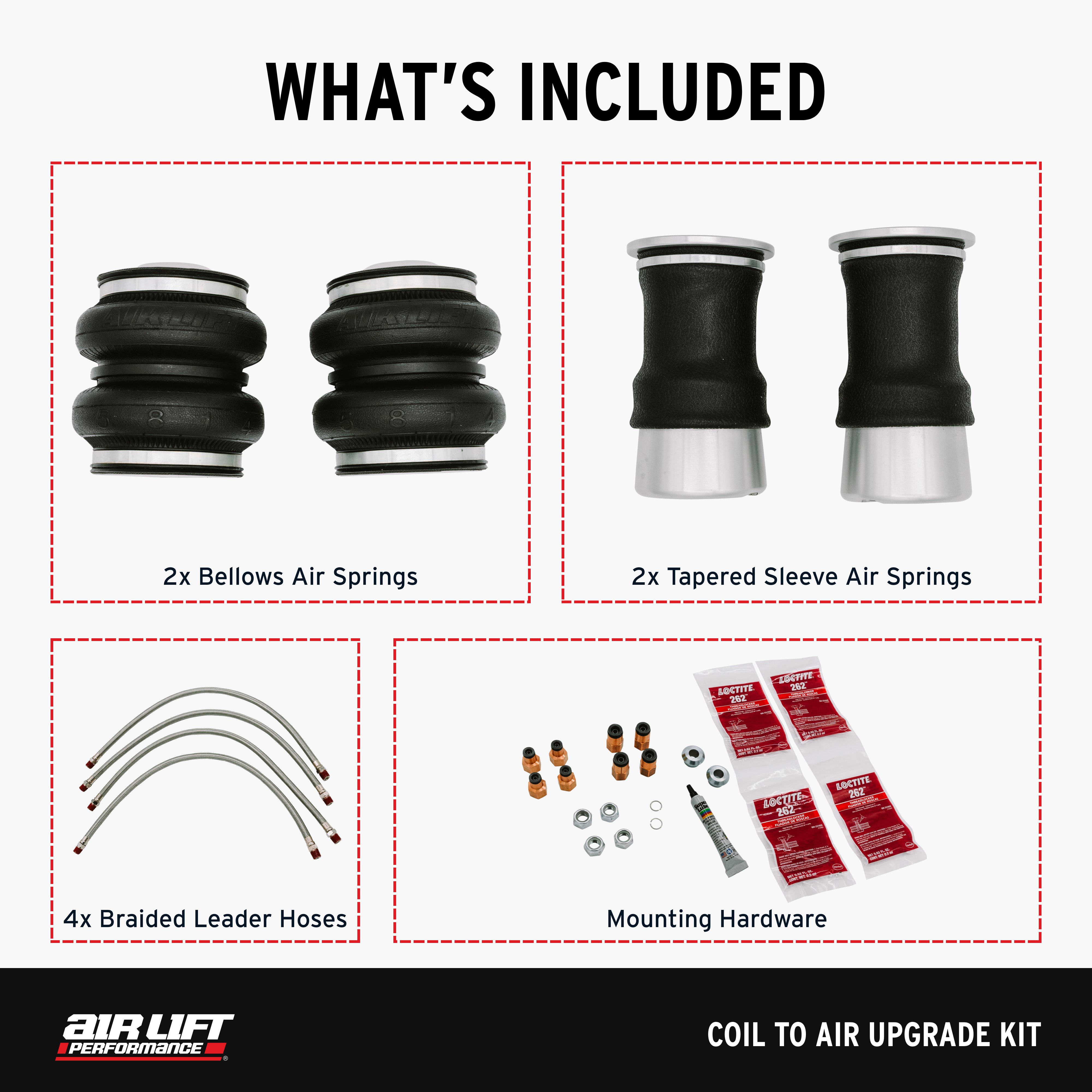 Air Lift Performance 83001 Air Lift Performance Coil To Air Upgrade Kit For Front And Rear